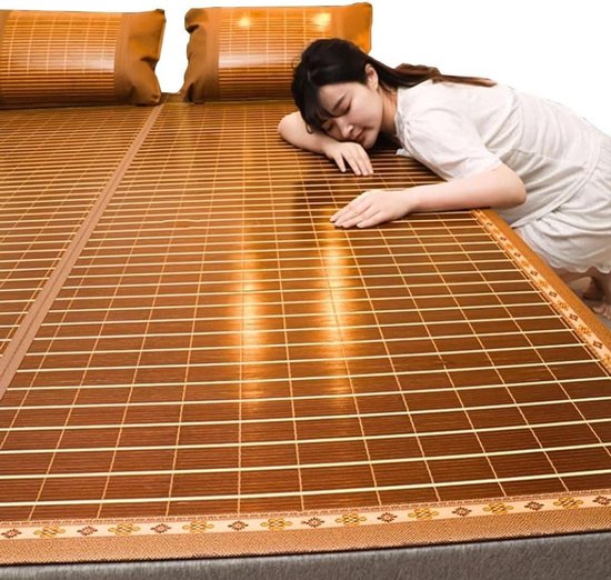 Zomerslaapmat Bamboe - Koelmat Bed - Koel Slapen - Dubbelzijdig Bruikbaar - 195x130cm - Natuurlijk