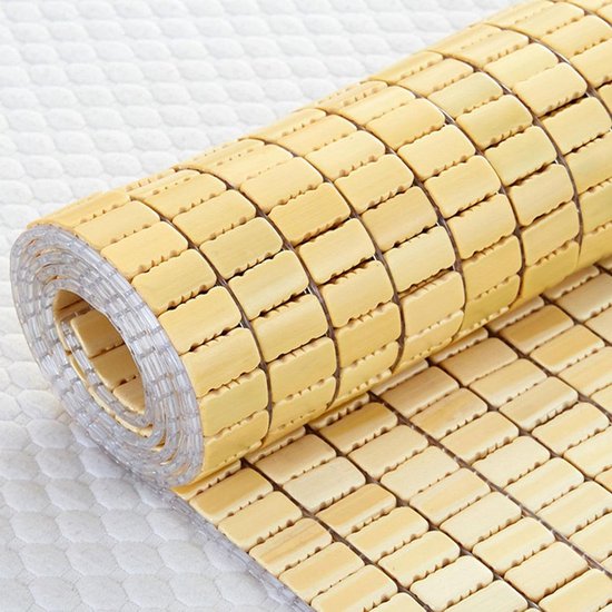 Zomerslaapmat Bamboe - Koelmat Mahjong - Koel Slapen - Glad Gepolijst Bamboe - 70 cm x 150 cm - Natuurlijk