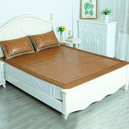 Zomerslaapmat Bamboe - Koelmatras Slaapmat - Koel Slapen - Natuurlijke Bamboe - 150x195cm - Wit