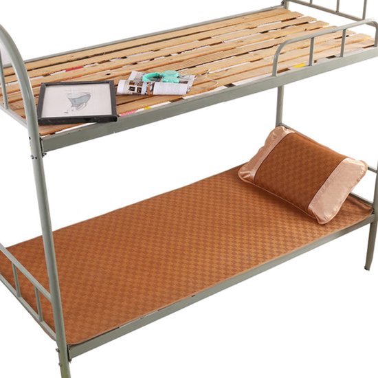 Zomerslaapmat van bamboe, opvouwbare polyester slaapmat, verkoelende mat, koelend bedkussen voor thuis, school en slaapzaal.