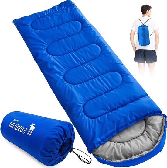 Zomerslaapzak - Mummieslaapzak - Kamperen en outdoor - Lichtgewicht en compact - 210 x 75 cm - Blauw
