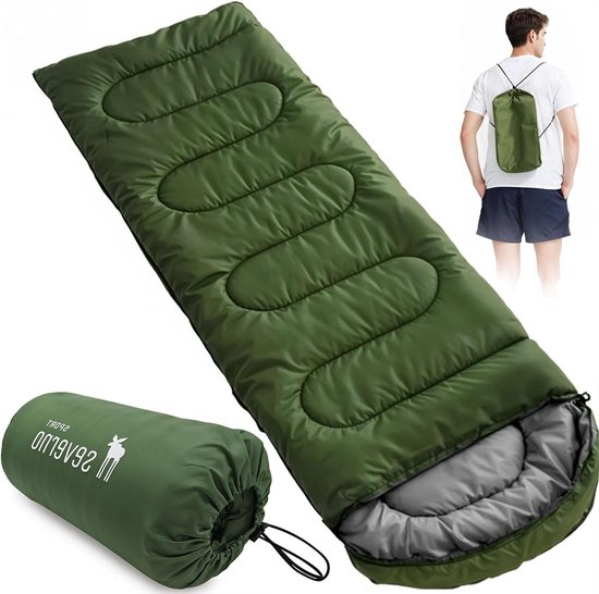Zomerslaapzak Mummy - Kampeerslaapzak Lichtgewicht - Kamperen Buitenactiviteiten - Volledig Te Openen - 210 x 75 cm - Groen
