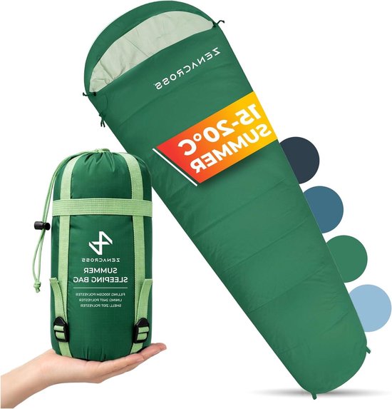 Zomerslaapzak Volwassenen - Compacte Slaapzak Ultralicht - Kamperen Wandelen Festivals - Slechts 900 gram - 15 x 30 cm opgevouwen