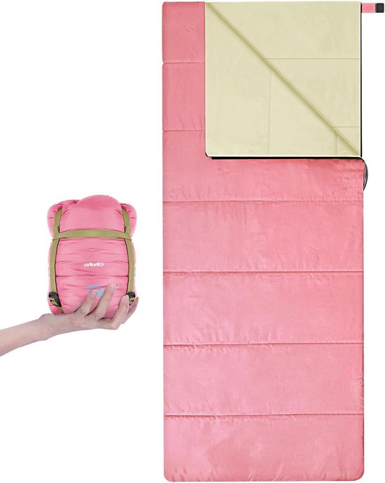 Zomerslaapzak Volwassenen - Lichte Slaapzak - Kamperen en Trektochten - Waterafstotend Materiaal - 190 x 86 cm - Roze