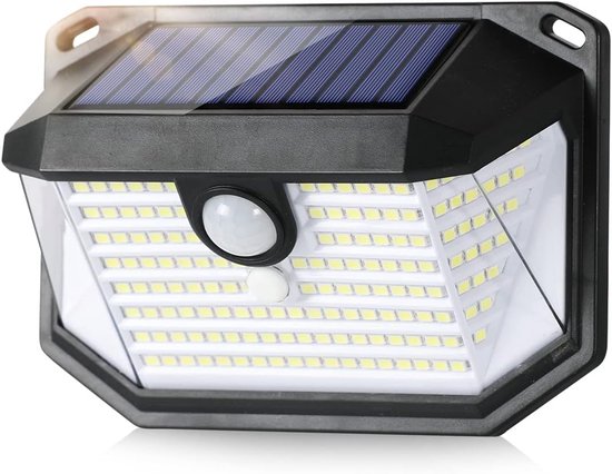 Zonne-lampen voor buiten met bewegingssensor Buiten IP65 Waterdicht Zonneverlichting LED-schijnwerper Buitenlamp Veiligheids-wandlamp Zonne Wandlamp voor Balkon Tuin Garage Zwart.
