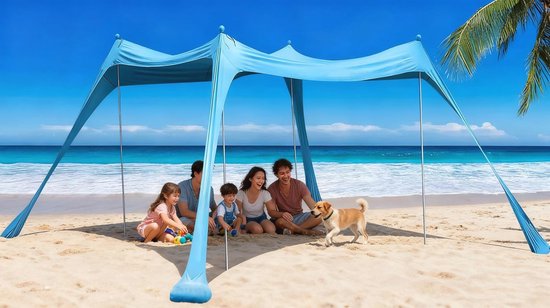 Zonnebrandstrandtent 10x10 FT - Draagbare Anti-UV Paraplu voor 5-8 Personen