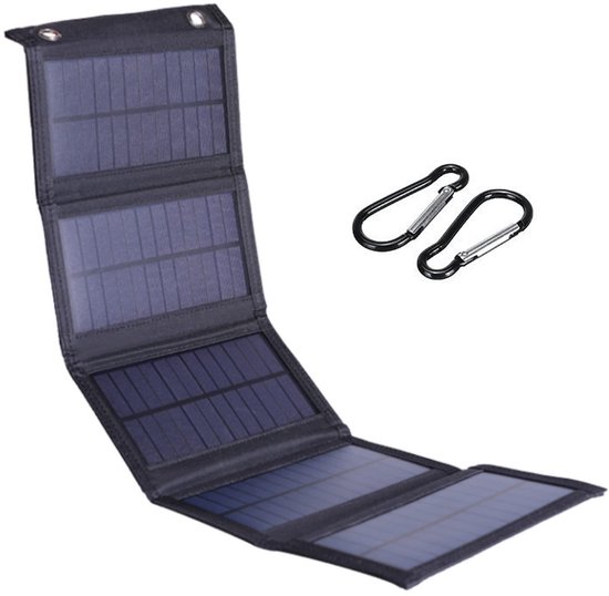 Zonnepaneel-5 borden-Zonnepanelen zijn opvouwbaar-Zonnecellen Oplaadbatterij -zonnepaneel powerbank-15W 5V USB zonnepaneel-zonnepanelen met stekker-zwart van Allpowers®