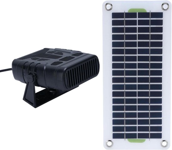 Zonnepaneel Verwarming - Draagbare Heater - Kamperen Buiten - 30W Hoog Rendement - Compact Ontwerp - Zwart