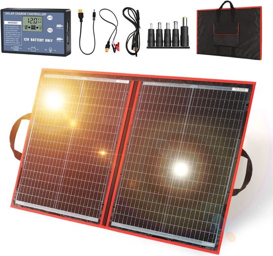Zonnepanelen - Compleet Pakket - Zonnepaneel Plat Dak - 110W - Zwart met Rood van $