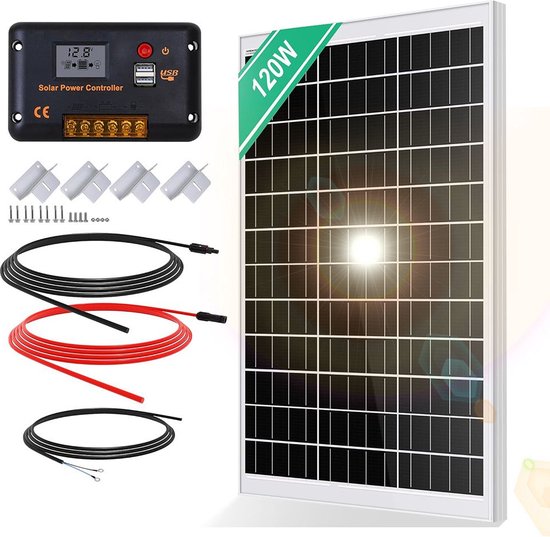 Zonnepanelen - Compleet Pakket - Zonnepaneel Plat Dak - 120W - Zwart met Wit van Revolt Panelen