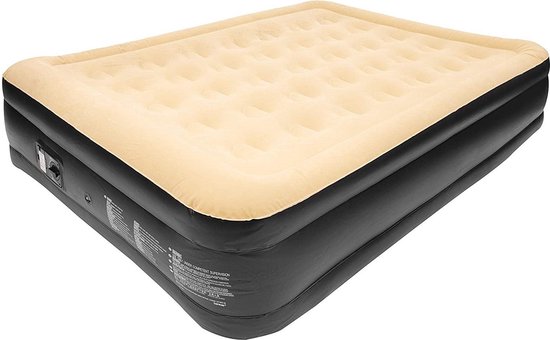 ZOVAIO luchtmatras- 24042 -  Beige & Zwart- tweepersoons luchtbed  - Opblaasbare luchtbedden-203cmx157cmx47cm-met ingebouwde elektrische pomp van ZOVAIO