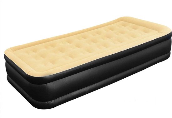 ZOVAIO luchtmatras- Beige&Zwart- eenpersoons- 196cmx97cmx47cm- Opblaasbare luchtbedden- Met ingebouwde elektrische pomp van ZOVAIO