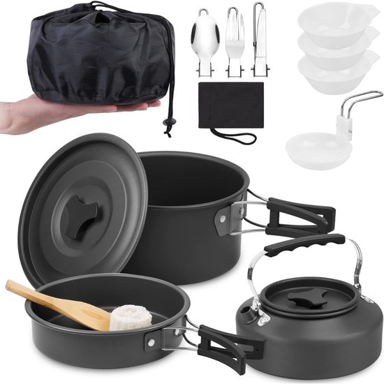ZRSS® Camping Pannenset Aluminium - Kookset - Kamperen - Campingpan - 12-delige set