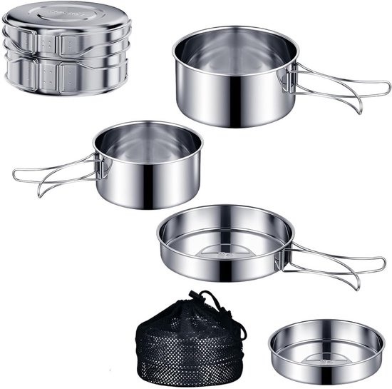 ZRSS® Camping Pannenset - Kookset - Kamperen - Campingpan - RVS