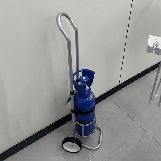 Zuurstof Fles Trolley - Gas Cilinder Drager - Veilig Cilinders Vervoeren - Met Stabiliserende Kettingen - 14.5cm Diameter - Zilver van Merkloos