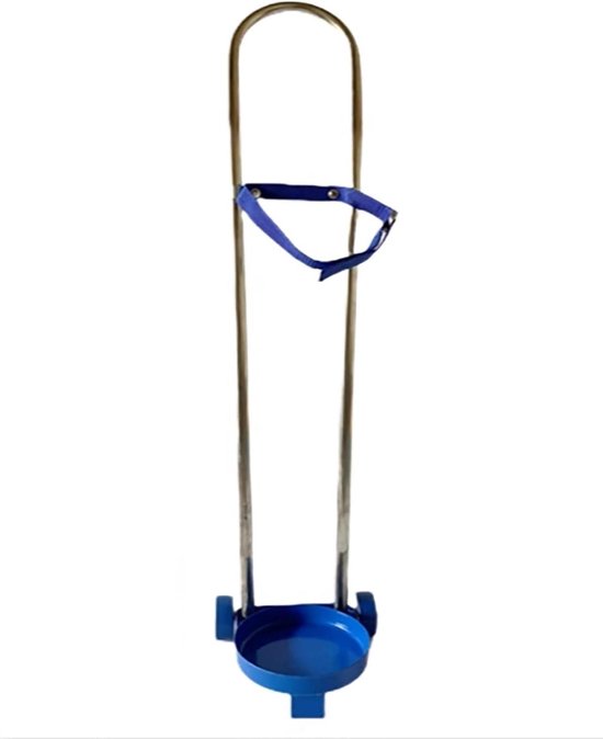 Zuurstof Fles Trolley - Gasfleshouder Mobiel - Flessen Transport - Met Stille Wielen - Tot 15 Liter - Blauw