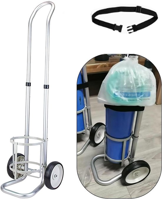 Zuurstofcilinder Trolley - Gasfleshouder Wagen - Veilig Vervoeren - Verstelbare Anti-valkettingen - 105 cm Hoog - Zwart