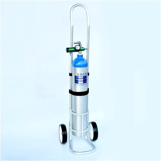 Zuurstofcilinderrek - Gasfleshouder Trolley - Veilig Transport - Stille Wielen - 105 cm Hoog - Zilver