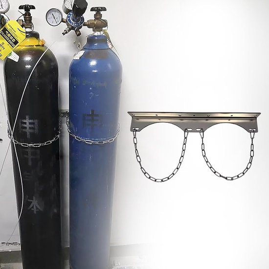 Zuurstofcilinderrek - Gasfleshouder - Veilige Opslag - Verstelbare Ketting - Wandmontage - Staal