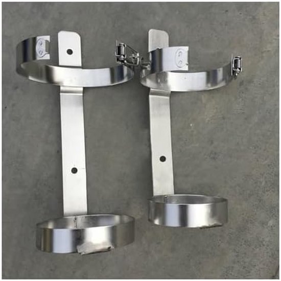 Zuurstoffleshouder - Gasflessen standaard - Veilige opslag - Roestvrij staal - 14.5 cm - Zilver