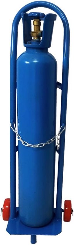 Zuurstoffleshouder - Gasflessenwagen - Veilig Transport - Verstelbare Ring - 8-10 Liter - Blauw