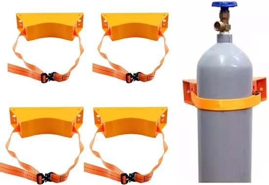 Zuurstoffleshouder Wandmontage - Flessenrek - Veilig Opslaan - Verstelbare Ketting - 4 Stuks - Oranje