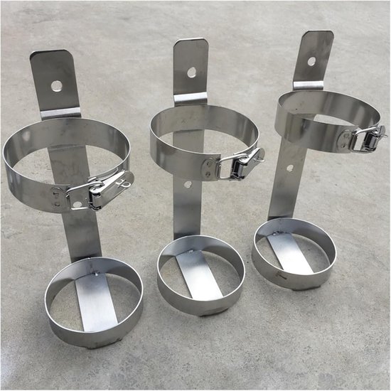 Zuurstofflessenhouder - Flessenrek - Veilige Opslag - Roestvrij Staal - 3 Diameters - Zilver