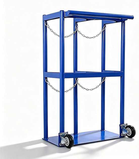 Zuurstofflessenwagen - Flessenhouder - Flessen Vervoeren - Verstelbare Ketting - 40 Liter - Staal