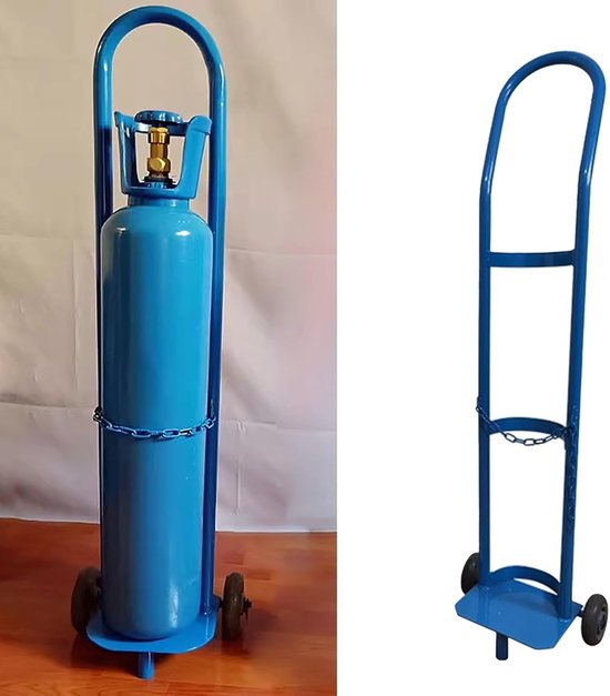 Zuurstoftank Houder - Cilinder Kar - Veilig Transport - Verstelbare Ketting - H110cm - Blauw