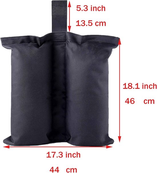 Zware Gewichten voor Pop-Up Tent, Zandzakken voor Stabiliteit van Tentvoeten - Set van 4 Zwarte Zakken