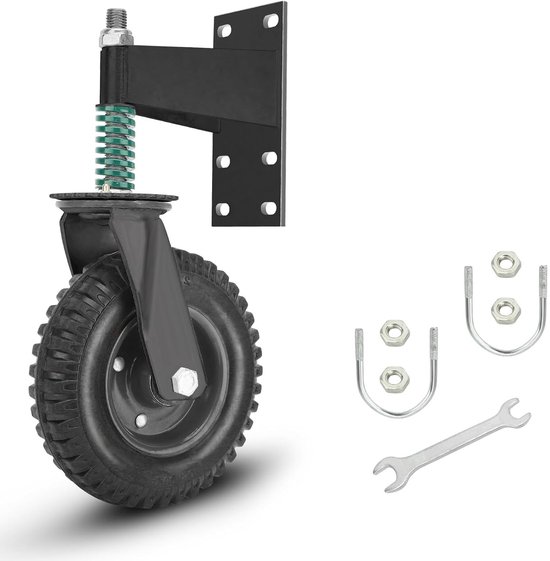 Zware Poortwiel met 600Lb Capaciteit, Veerbelaste Rollen voor Schuifpoorten, Rubber Shock Absorptie met Sleutel en Schroeven voor Metalen Tuinpoorten