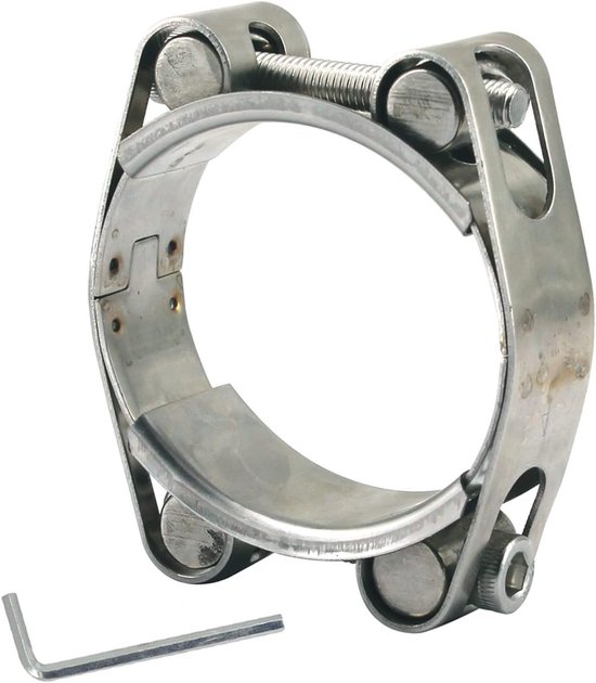 Zware T-bout slangklem van roestvrij staal 304, dubbele kop, dubbele laag, voor slangen met een breedte van 24mm, ideaal voor pijpbevestiging en duurzame toepassingen. van Merkloos