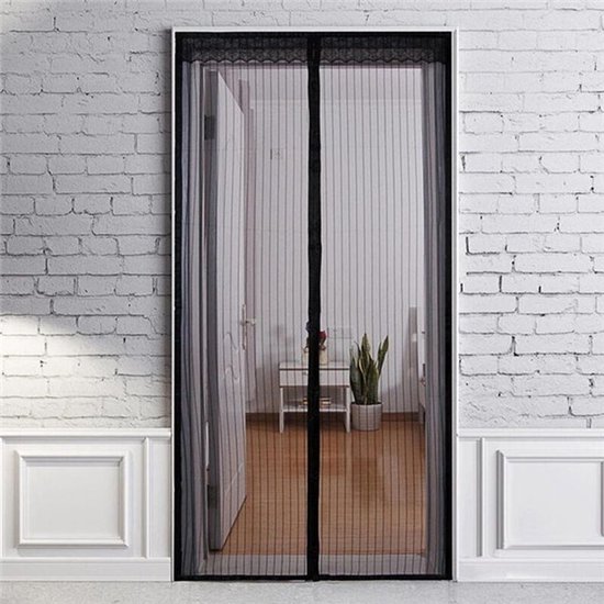 (Zwart, 100x210 cm) Transparant magnetisch deurgordijn, gaasgordijn, magnetische boven- en ondersluiting, automatische sluiting, zorgt geschikt voor behoud van luchtcirculatie binnenshuis.