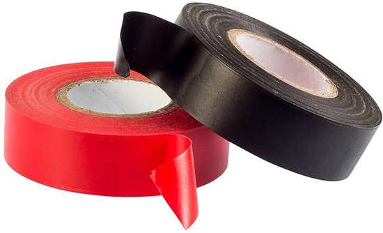 Zwart en rood PVC elektrische isolatieband - 20m x 19mm - Premium Twin Pack - 2 rollen van hoge kwaliteit tape