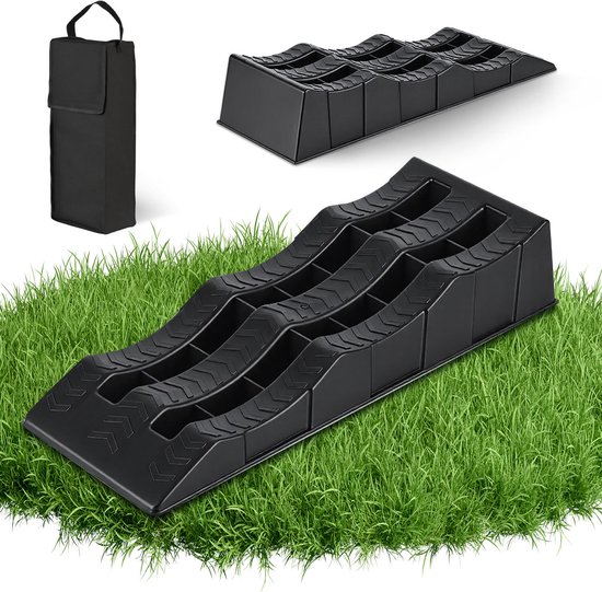 Zwart Level Pads 2 Stuks Antislip Onderlegplaten voor Caravan, Camper of Trailer Groot en Weerbestendig