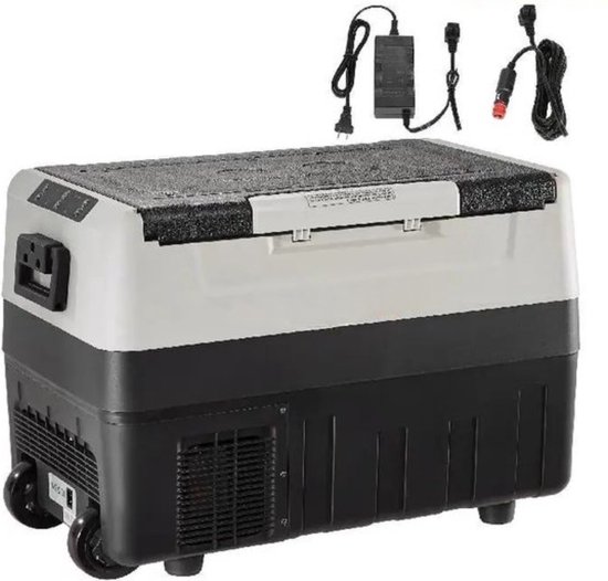 Zwarte Koelbox en Vriezer - Friggo - Met Display - 45L - Voor Auto's - Met Wielen van Merkloos