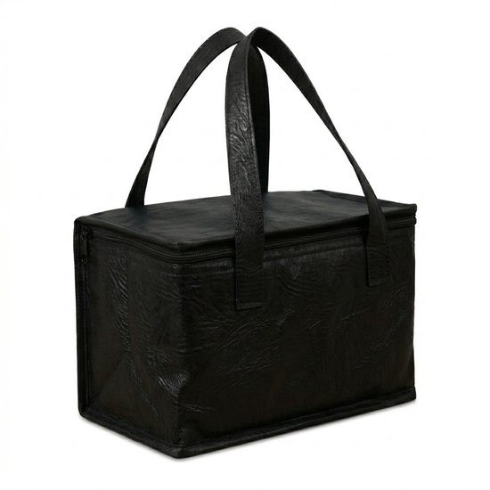 Zwarte koeltas dames en heren geïsoleerde draagtas met ritssluiting grote lunch tas voor 8 flessen draagbare opberg tas geschikt voor picknick reizen buitenlucht en dagelijks gebruik rechthoekige handtas stijl