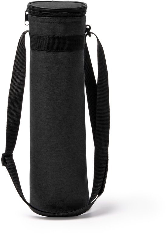 Zwarte koeltas voor fles 1.5 liter Gemaakt van gerecyclede flessen met schouderband van Merkloos