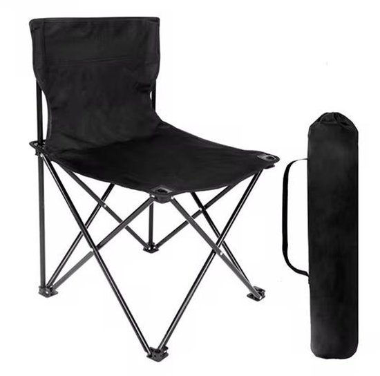 Zwarte Opvouwbare Campingstoel – 39x39x65 cm (Kinderen) – Lichtgewicht Inklapbare Stoel met Oxford Doek - Beschikbaar in Meerdere Maten & Kleuren -