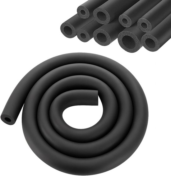 Zwarte pijpisolatie van 9 mm voor verwarmingsbuizen - Isolatie voor koperen leidingen, energie-efficiëntie en geluidsreductie, 1.8 meter