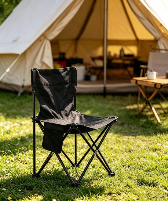 Zwarte strandstoel voor volwassenen van 43 cm lichtgewicht campingstoel klapstoel opvouwbare tuinstoel voor buiten geschikt voor kamperen strand concerten en andere gelegenheden