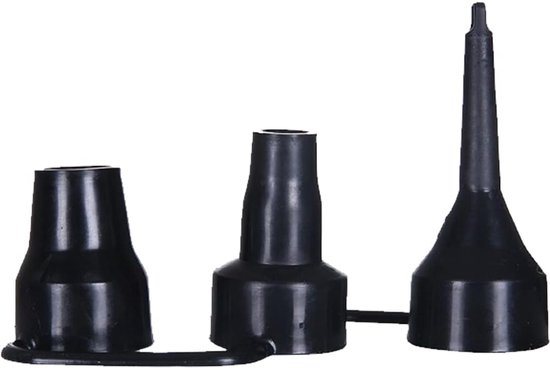 Zwarte vervangende mondstukken voor luchtpomp, plastic mondstukken, 3 maten opblaaspompkoppen, adapter voor luchtpomp, gedeeltelijk opblaasbaar luchtmatras, matrasaccessoires