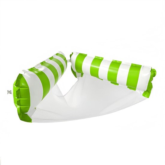 Zwembad Drijfmat - Hangmat Lounge - Water Ontspanning - 2-in-1 Ontwerp - 110x60cm - Groen Gestreept