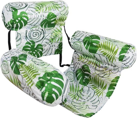 Zwembad Drijfstoel - Opblaasbaar Vlot - Ontspannen Drijven - Verstelbare Banden - 90x40x61 cm - Groen