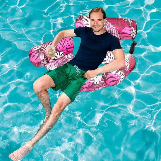 Zwembad Drijfstoel - Water Lounge Relax - Ontspannen in Water - Snel Opblaasbaar - 76x40.5x61cm - Roze