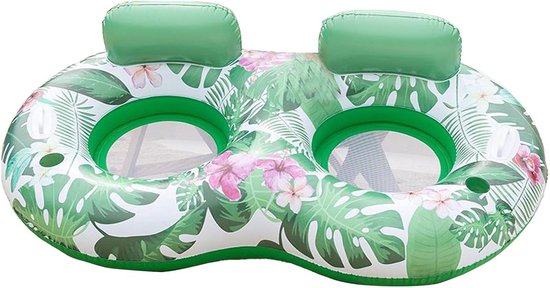 Zwembad Drijfvlot - Opblaasbare Ligstoel - Ontspannen op Water - Antikantelveiligheidstechniek - 174x102x47cm - Groene Bladeren