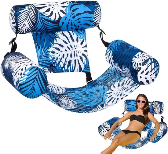 Zwembad Drijver - Opblaasstoel Vlotter - Water Ontspanning - Tijdbesparend Opblaas - 76x40x61 cm - Blauw