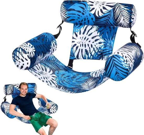Zwembad Drijver - Opblaasstoel Water - Ontspannen in Water - Mesh en PVC Materiaal - 76x40.5x61 cm - Blauw