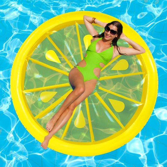 Zwembad Float - Opblaasbaar Vlot - Waterpret Zomer - Dubbel Luchtmondstuk - 160 cm - Geel