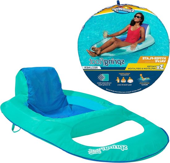 Zwembad Lounge Stoel - Opblaasbare Vlotter - Ontspannen in Water - Verkoelend Gaas - 175cm x 90cm - Aqua